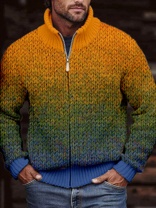 Men's Vintage Contrast Color Cozy Knit Cardigan
