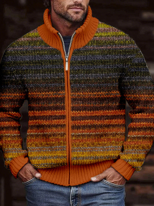 Men's Vintage Gradient Color Cozy Knit Cardigan
