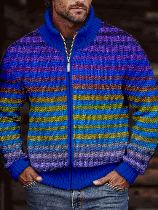 Men's Vintage Gradient Color Cozy Knit Cardigan