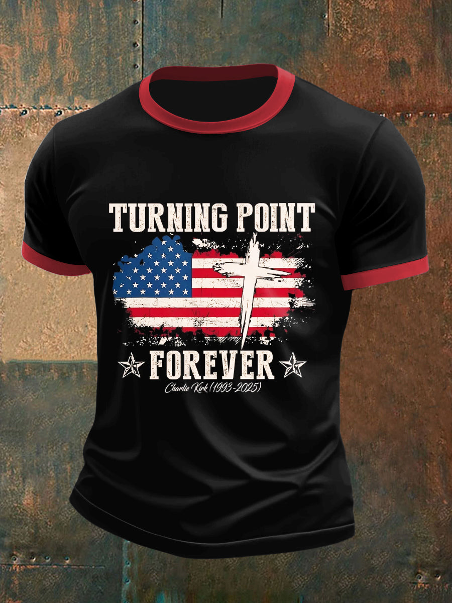Men's Turning Point Printed Vintage Fashion Loose Short Sleeve T-Shirt