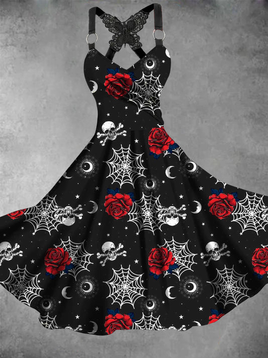 Women's Vintage Skull Floral Art Print