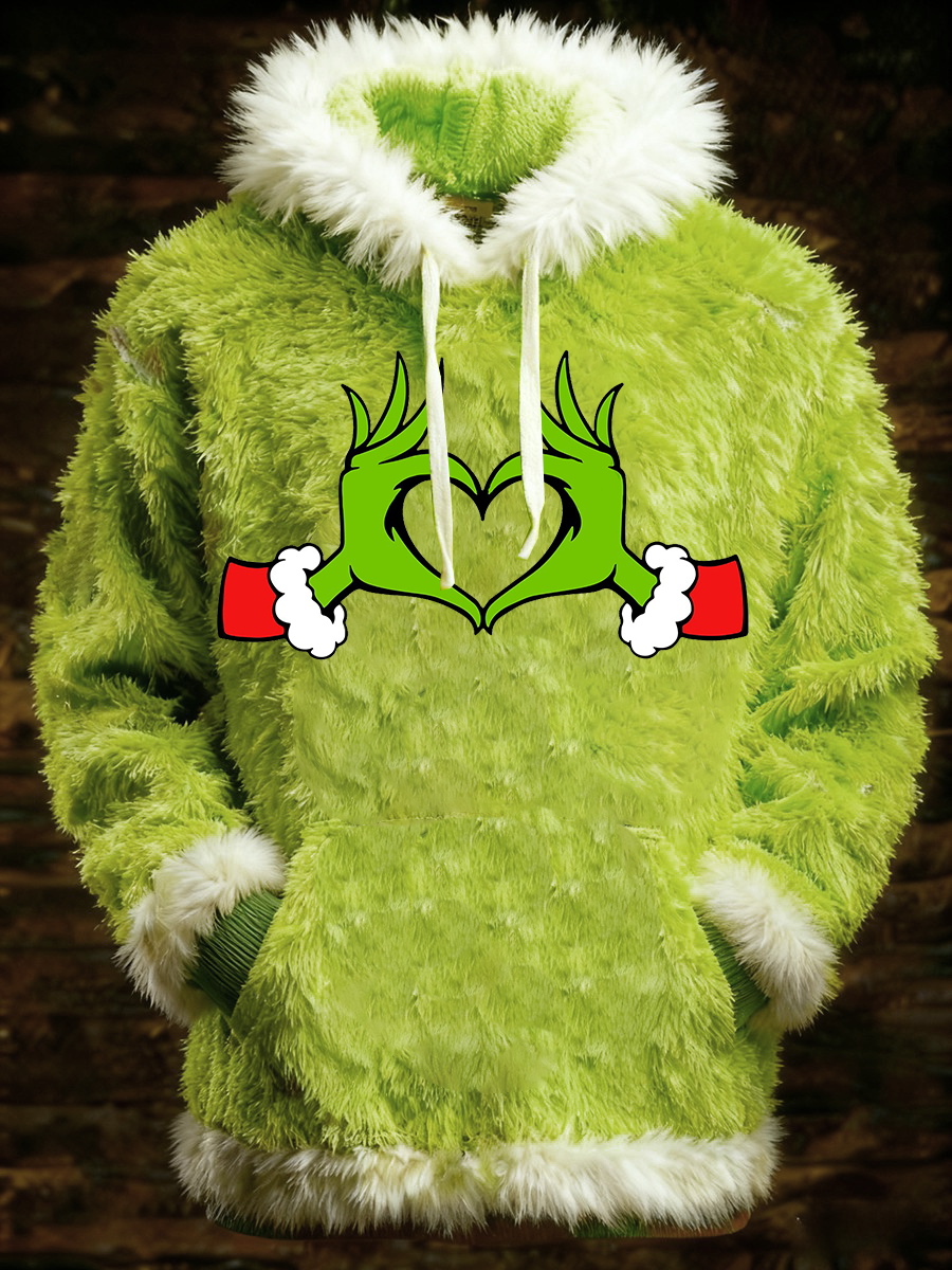 Men's Christmas Grinch Printed Hoodie