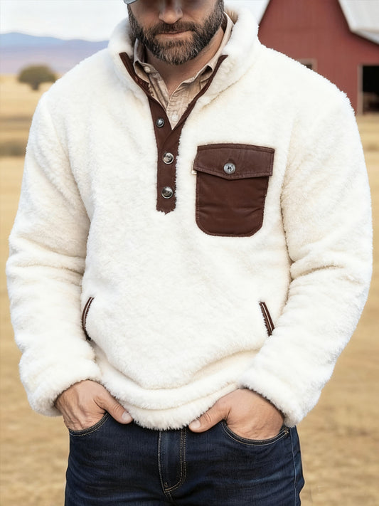 Men's Retro Casual Plush Pullover