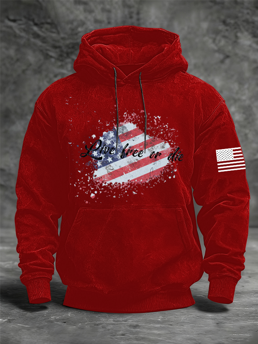 Men's Live Free Or Die Printed Oversized Drop-Shoulder Hoodie with Pockets