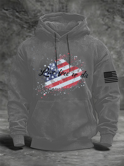 Men's Live Free Or Die Printed Oversized Drop-Shoulder Hoodie with Pockets