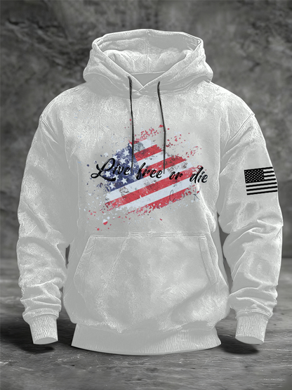 Men's Live Free Or Die Printed Oversized Drop-Shoulder Hoodie with Pockets