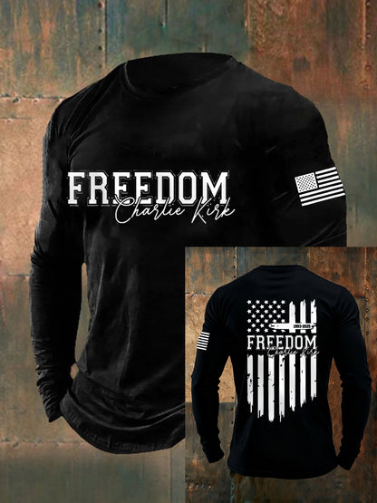 Men's Freedom USA Flag Print Long-Sleeve T-Shirt