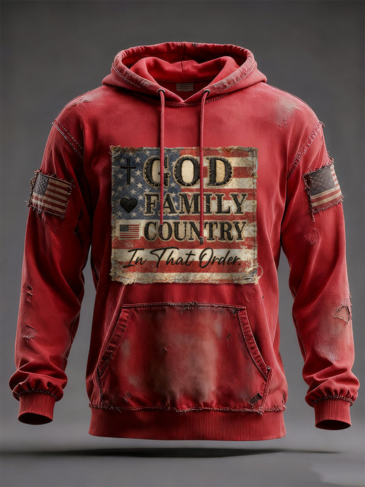 Men's God Family Country Charlie Kirk Printed Hoodie