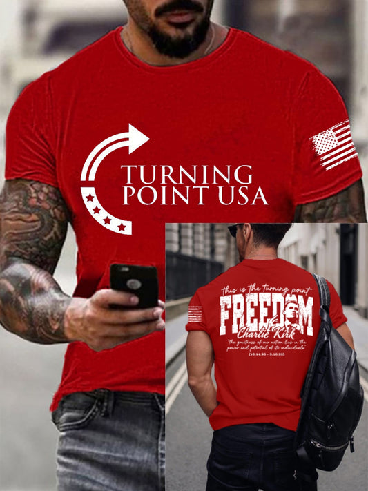 Men's this is the turning point FREEDEM Charlie Kirk the greatness of our nation lies in the power and potential of its induviduals T-shirt