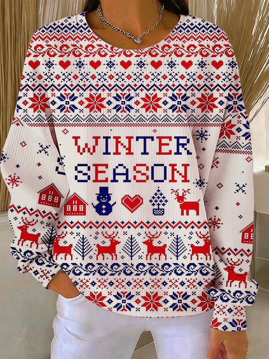 Women's Christmas Art Print Commemorative Sweatshirt