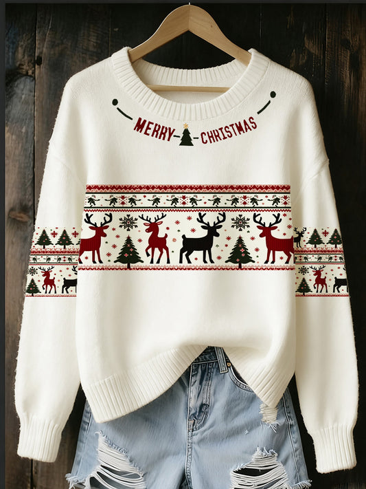 Women's Christmas Art Print Souvenir Sweater