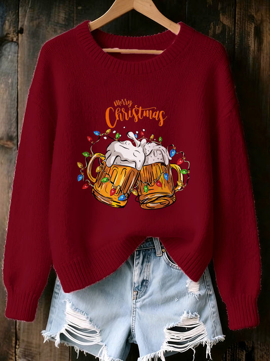 Women's Christmas Art Print Souvenir Sweater