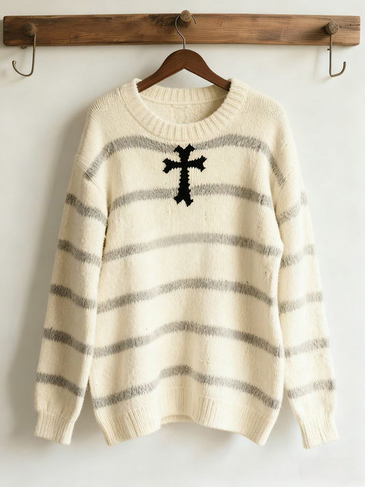 Women's Halloween Contrast Patch Comfort Knitted Sweater