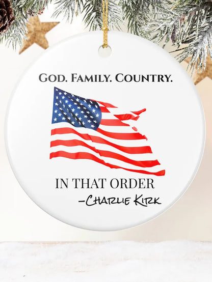God Family Country Charlie Kirk Acrylic Decorative Ornament