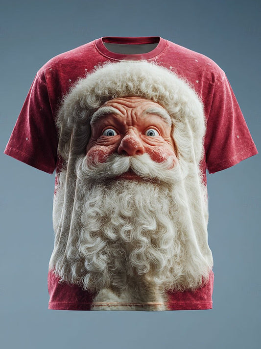 Men's Retro Christmas Santa Claus Printed T-shirt