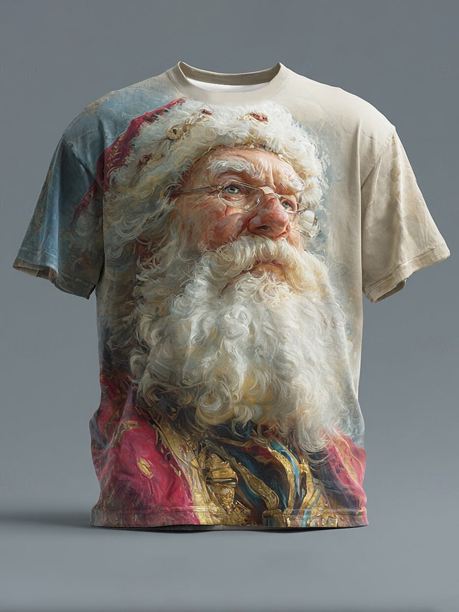 Men's Retro Christmas Santa Claus Printed T-shirt