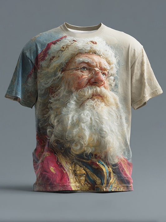 Men's Retro Christmas Santa Claus Printed T-shirt
