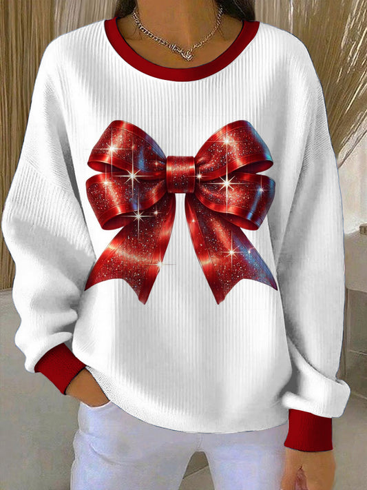 Women's Christmas Round Neck Long Sleeved Hoodie