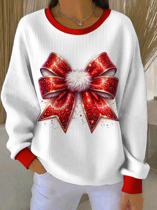 Women's Christmas Round Neck Long Sleeved Hoodie