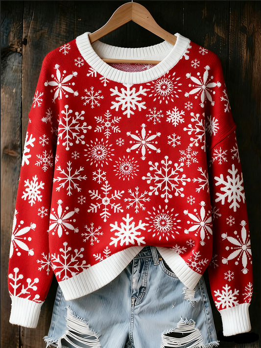 Women's Christmas Vintage Animal Floral Art Casual Sweater