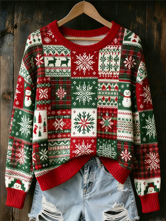 Women's Christmas Vintage Animal Floral Art Casual Sweater