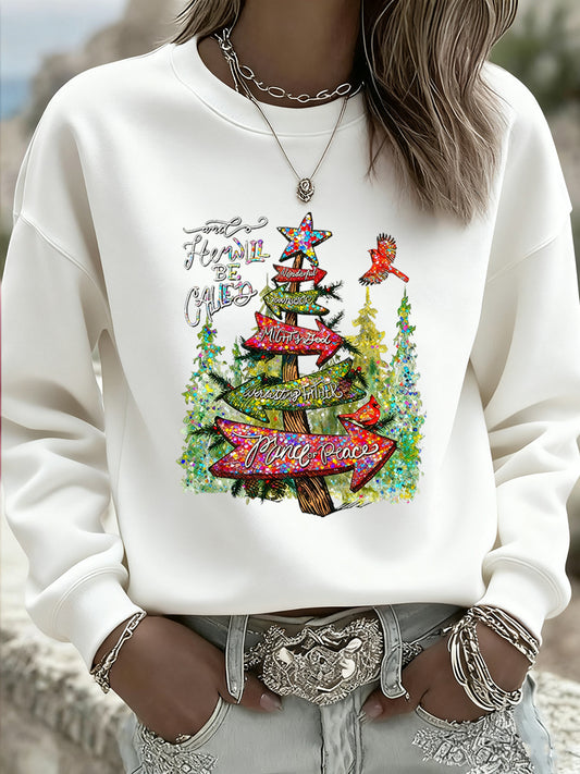 Women's Christmas Vintage Animal Floral Art Hoodie Casual Top