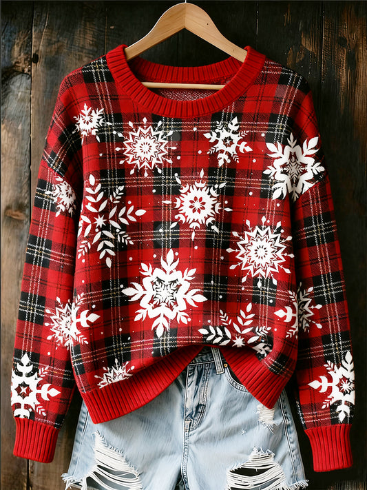 Women's Christmas Vintage Animal Floral Art Casual Sweater