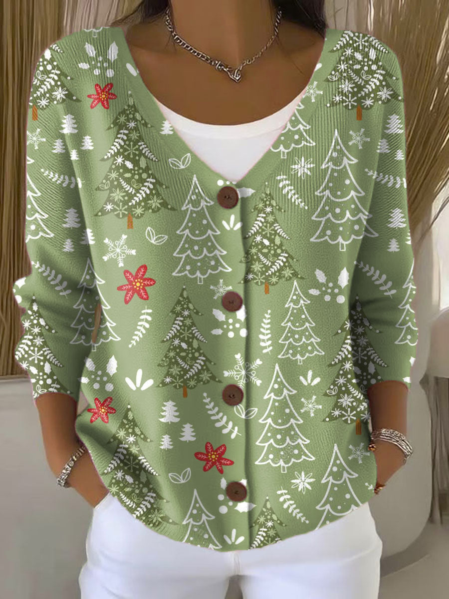 Women's Christmas Trees Print Cardigans