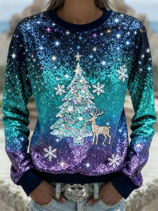 Women's Gradient Christmas Tree Sweatshirt