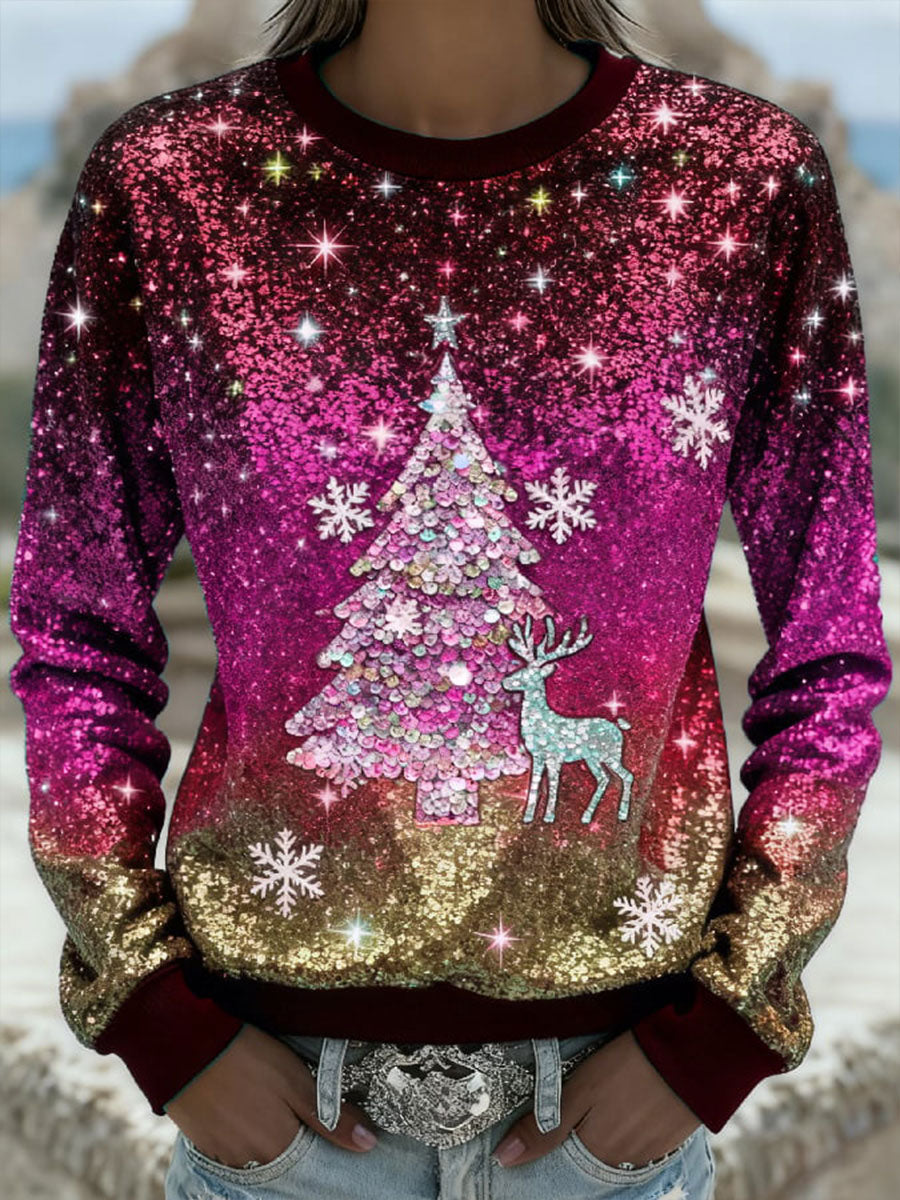 Women's Gradient Christmas Tree Sweatshirt