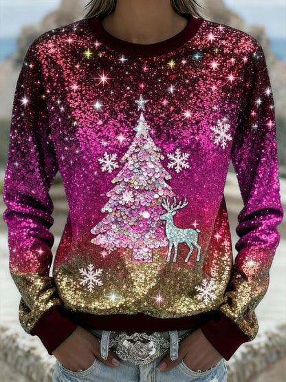 Women's Gradient Christmas Tree Sweatshirt