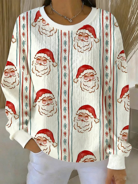 Women's Vintage Christmas Santa Claus Printed Sweatshirt
