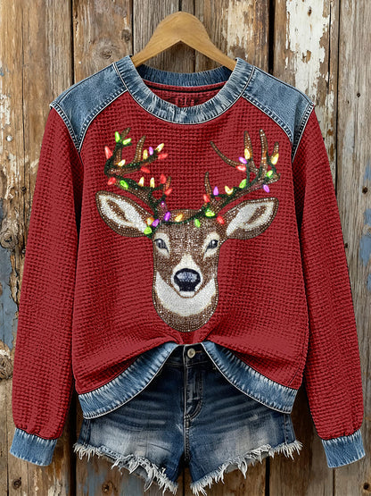 Women's Elk Waffle Knit Sweatshirts