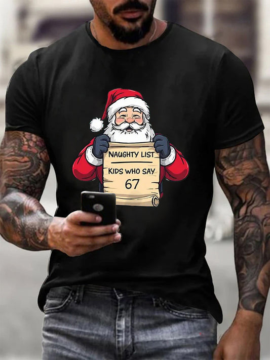 Men's Funny 67 Six Seven Meme Christmas Print T-shirt