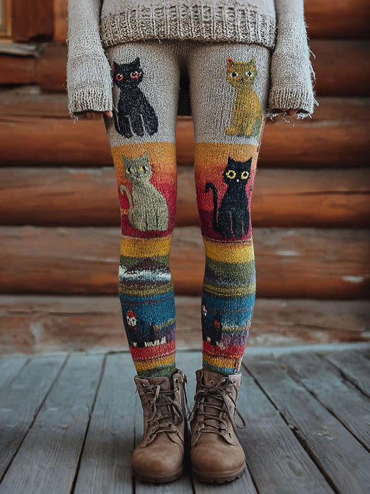 Women's Vintage Cats Print Leggings
