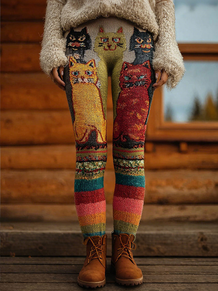 Women's Vintage Cats Print Leggings