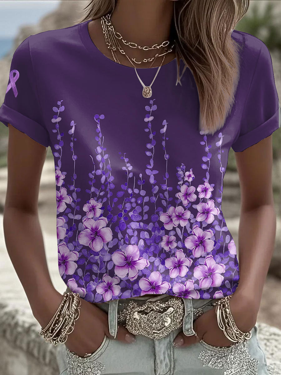 Women's Purple Floral Alzheimer's T-Shirts