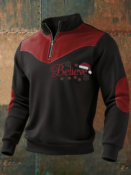 Men's Funny Christmas Believe Printed Sweatshirt