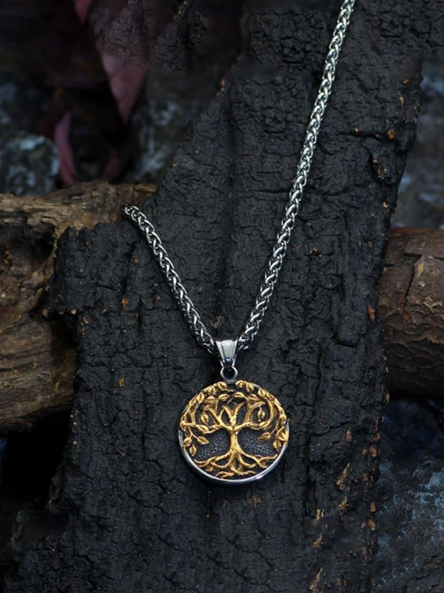 Nordic Vintage Viking Rune Tree Of Life Pendant Necklace