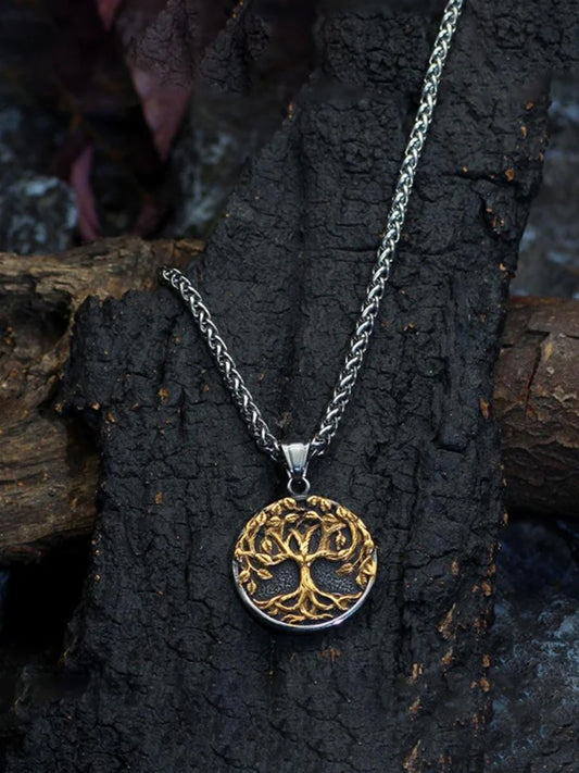Nordic Vintage Viking Rune Tree Of Life Pendant Necklace