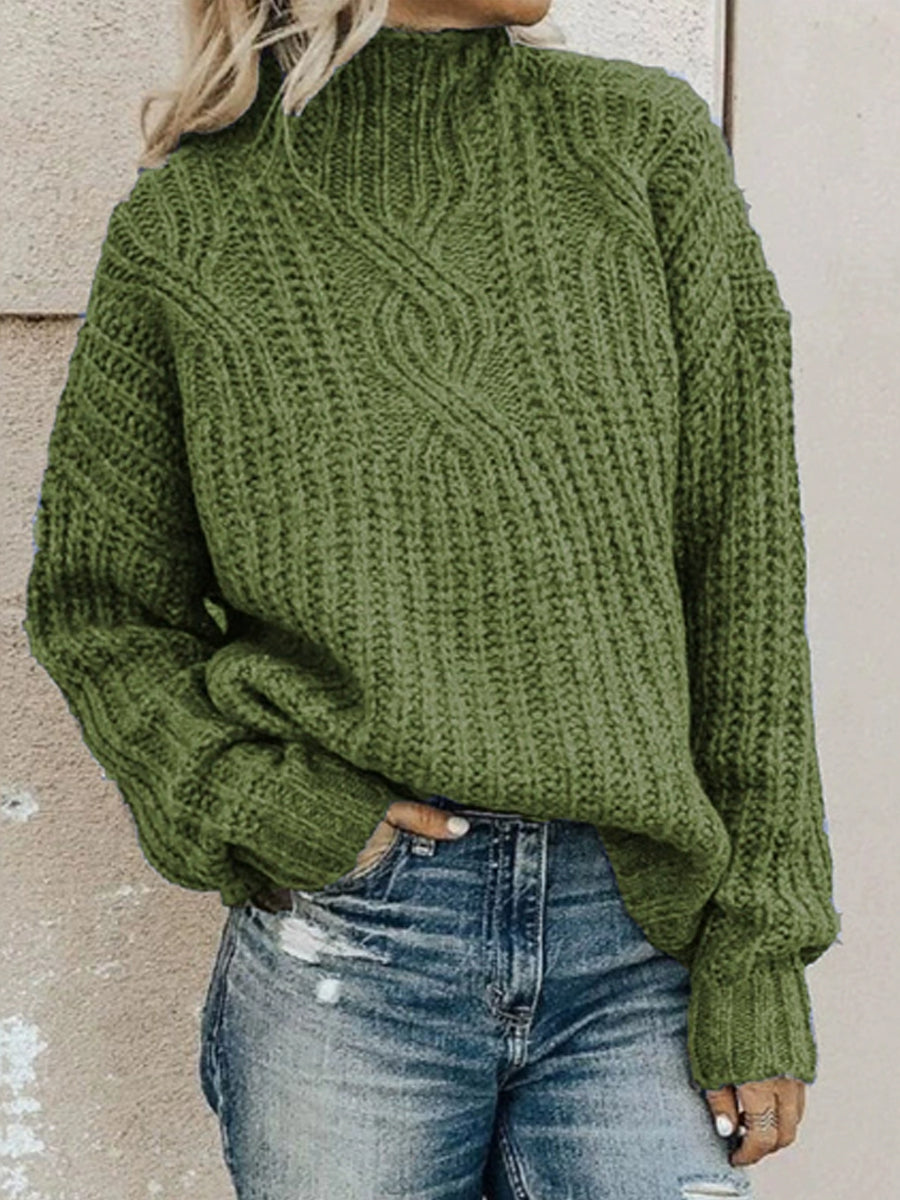 Women's Turtleneck Cable Knit Pullover Sweater