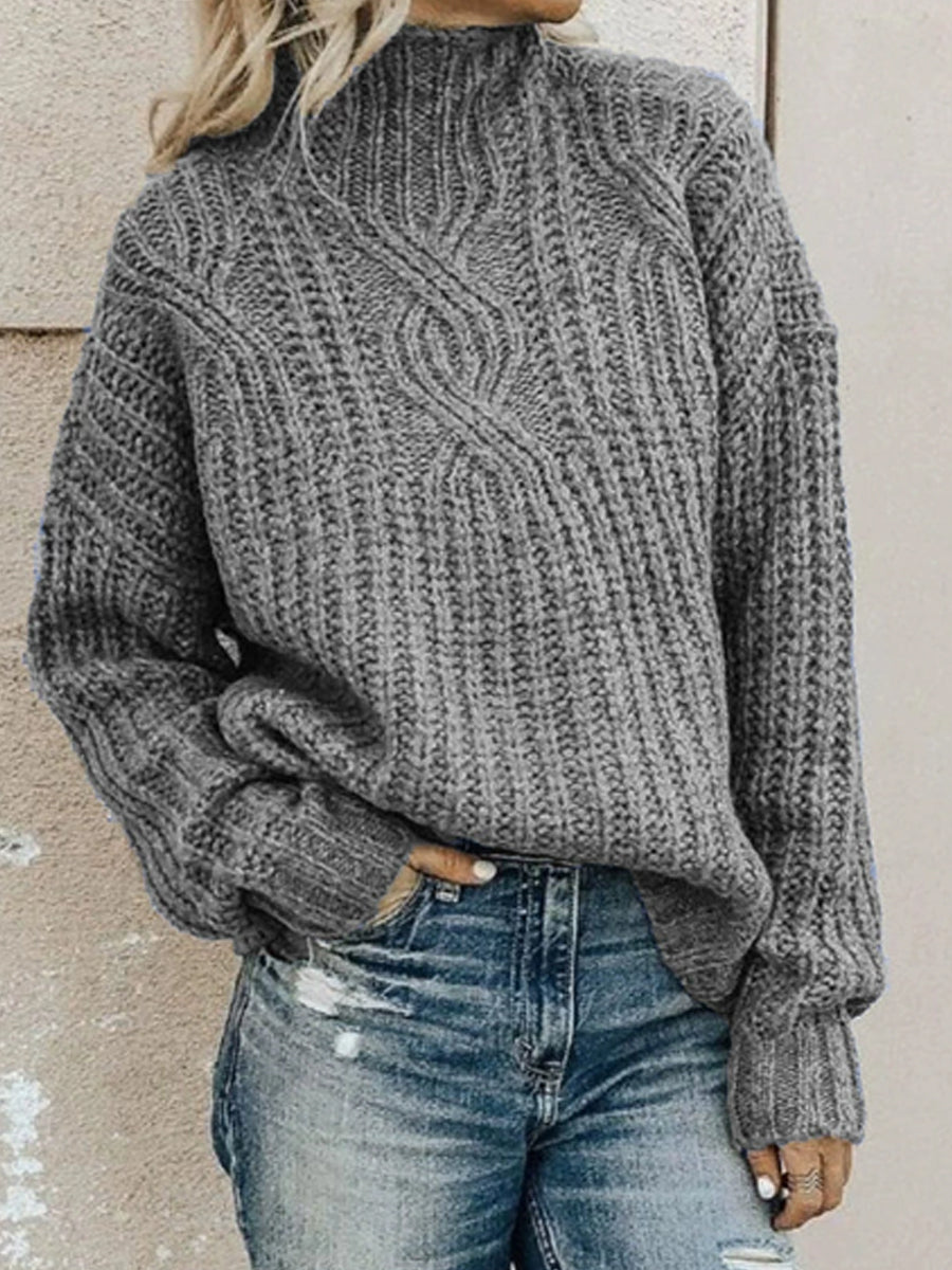 Women's Turtleneck Cable Knit Pullover Sweater