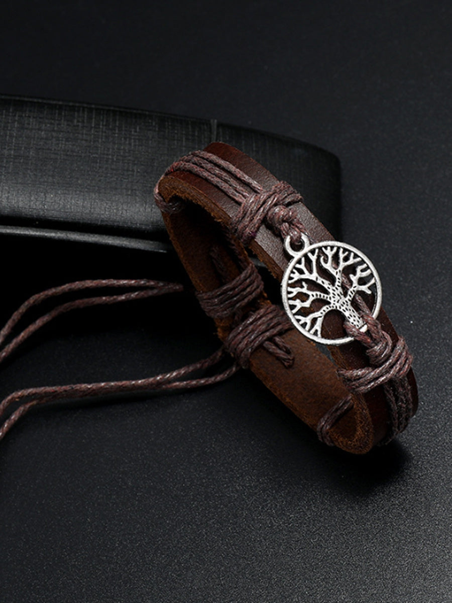 Tree Of Life Cowhide Vintage Drawstring Braided Bracelet