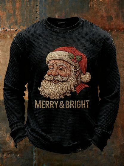 Men's Santa Claus Waffle Print Casual T-shirt