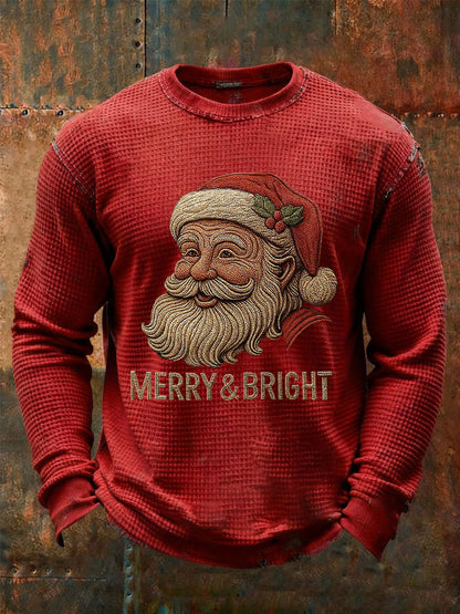Men's Santa Claus Waffle Print Casual T-shirt