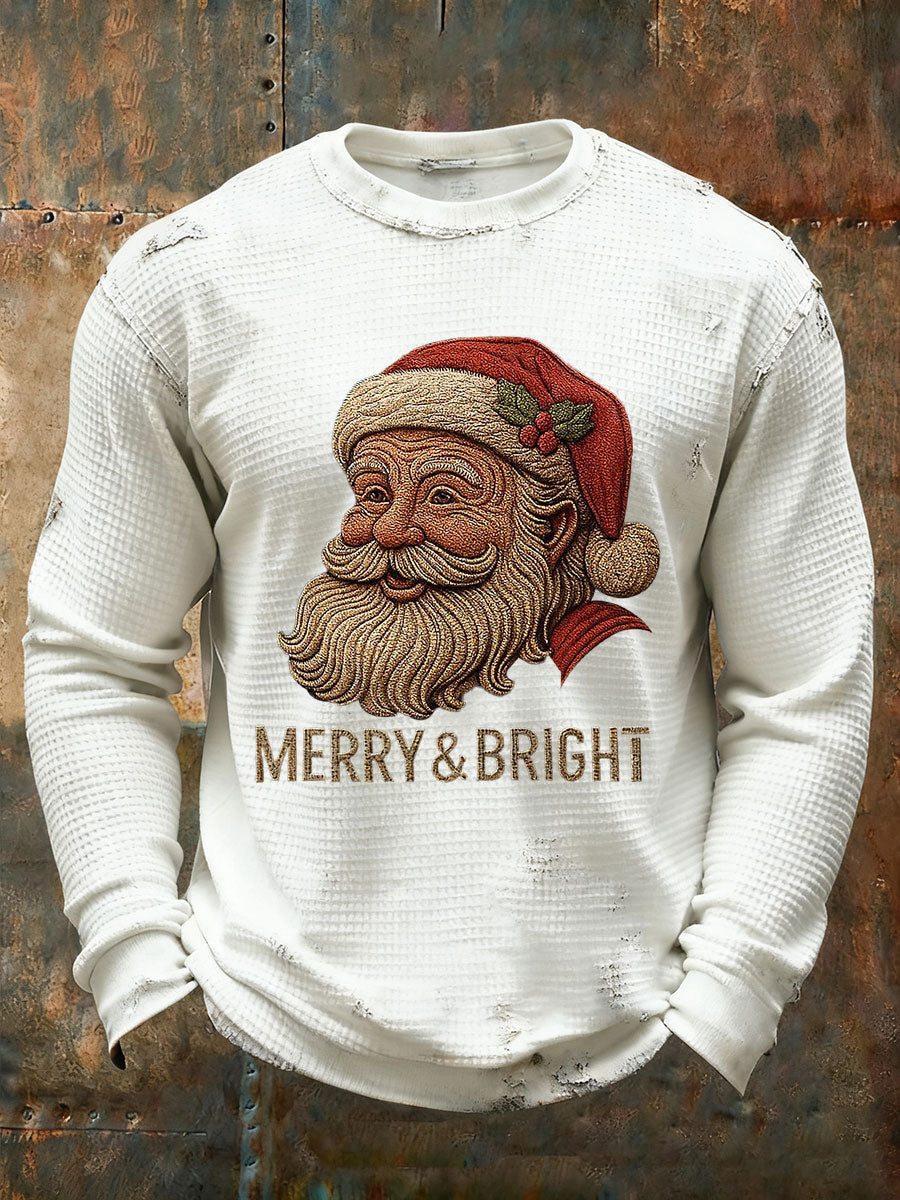 Men's Santa Claus Waffle Print Casual T-shirt