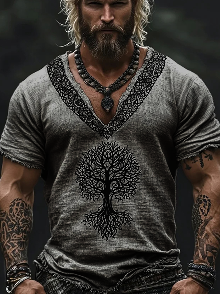 Men's Viking cotton and linen T-shirt