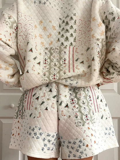 Women's Christmas sweatshirt and shorts sets