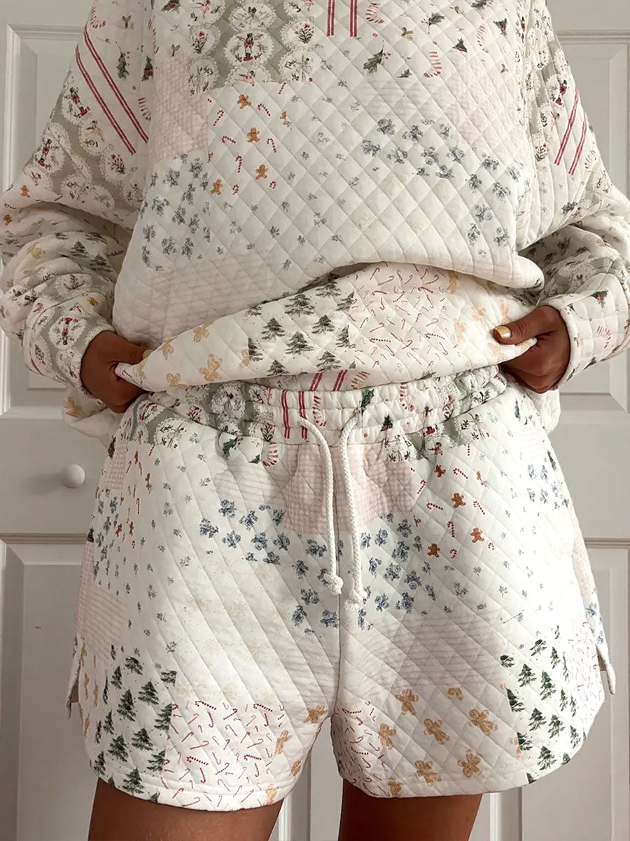 Women's Christmas sweatshirt and shorts sets