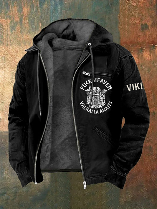 Men's Viking Warrior Printed Long Sleeved Hooded Jacket